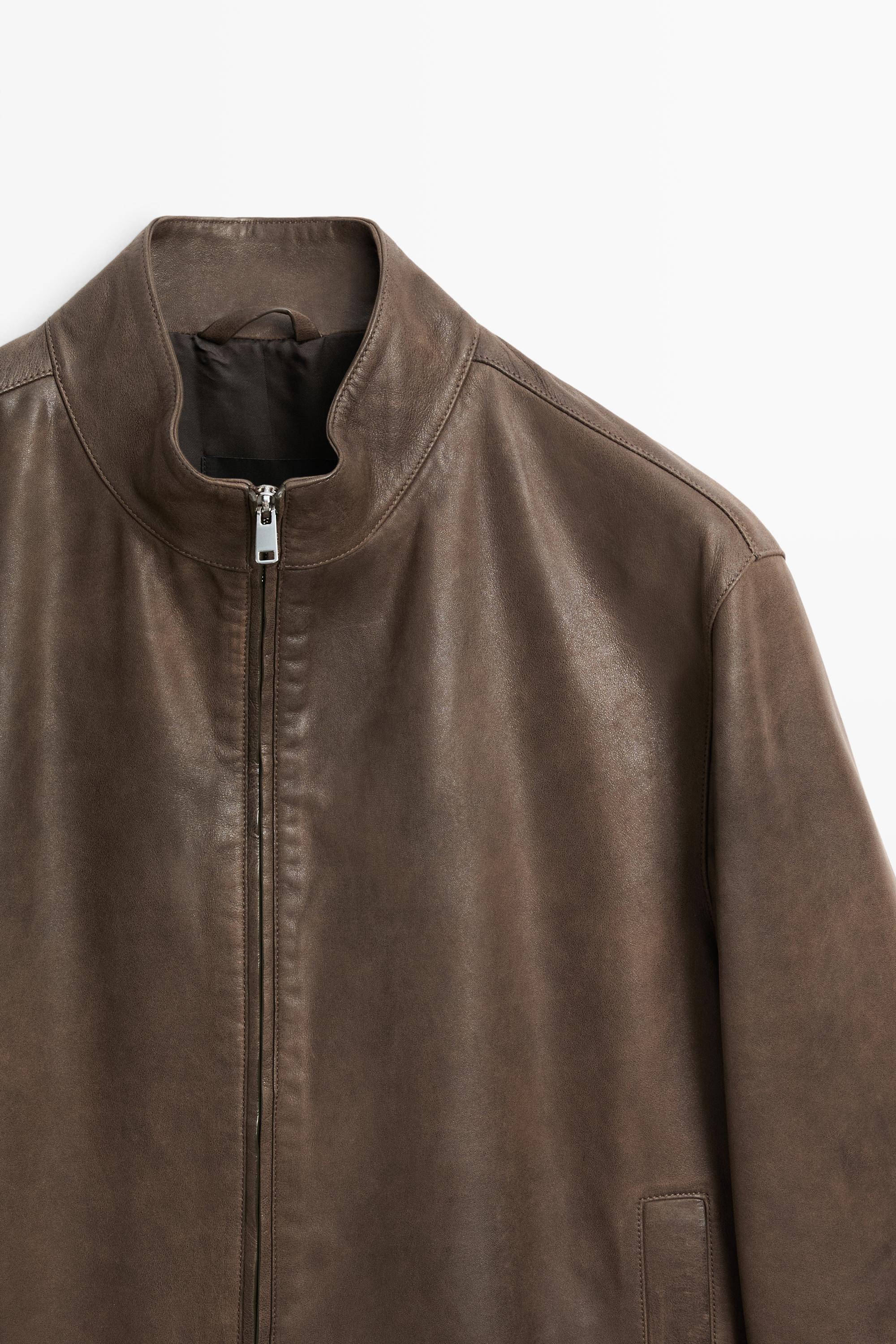 Nappa leather jacket with collar detail